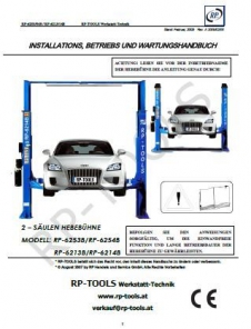 RP-R-RP-TOOLS BEDIENUNGSANLEITUNG 2-SÄULEN HEBEBÜHNE